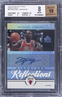 2005-06 Upper Deck SP Reflections Signatures #MJ Michael Jordan Signed Card (#21/35) - BGS NM-MT 8